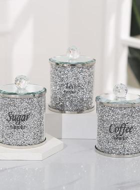 欧式水晶玻璃杯茶馆咖啡馆糖罐创意轻奢工艺品摆件储物罐礼品