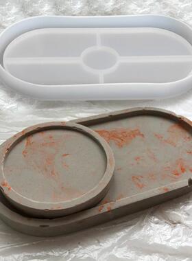 Oval Tray Cement Silicone Molds DIY Flower Pot Concrete Plas