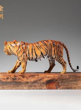 铜金岁月虎虎生威老虎黄铜摆件客房卧室床头柜老虎铜器工艺品摆件