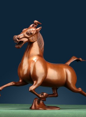 速发纯紫铜《马厅飞燕》摆件客踏书房玄关办公开桌乔迁室业装饰送