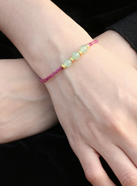 天然红宝石手链高级感细款女