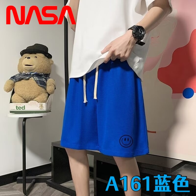 NASA联名短裤男女士夏季薄款情侣运动休闲裤加大码宽松五分裤子 - 图0