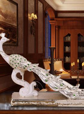 孔雀轻奢工艺品家居装饰酒店玄关婚房别墅样板房软装创意树脂摆件