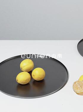 简约现代极简黑钛金属酒具托盘摆件茶几电视柜餐桌收纳盘软装饰品