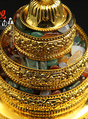 速发七宝曼扎盘家居用品带族风雕刻合金曼茶罗曼达盘民金盘托银