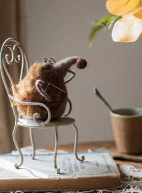 速发铁艺摆椅子装饰小件迷你花架杂礼花园复古娃娃道具货物