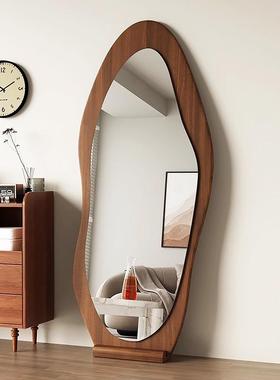 中古风芒果镜木质全身镜家用落地壁挂高清穿衣镜女生卧室试衣镜子