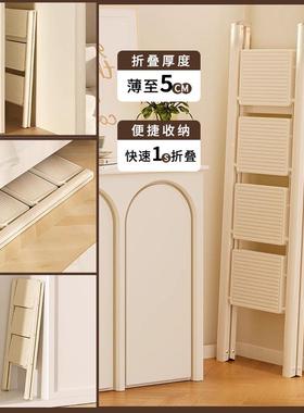 奶油风家用梯子折叠梯加厚人字梯室内多功能置物花架楼梯凳网红款