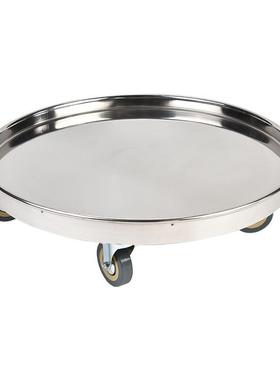 不锈钢周转车饭堂运输搬运汤桶车移动圆盘花盆底盘带轮花桶托盘