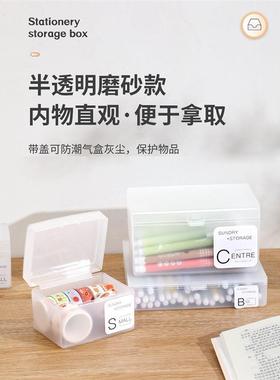 日式卡片收纳盒透明桌面名片杂物带盖储物盒子塑料卡片办公整理盒