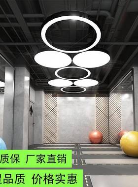 LED圆形办公吊灯现代简约会议室网咖美发店健身房环形办公吊灯