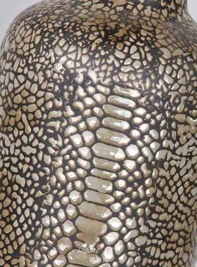 轻奢台灯卧室床头柜灯美式意式复古设计师别墅蛇皮纹陶瓷台灯