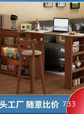 日式岩板纹吧台桌隔断家用客厅多功能储物柜岛台可伸缩小户型