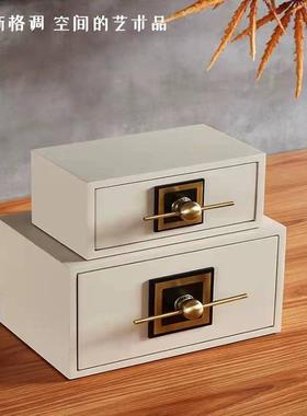 直销现代新古典轻奢玄关收纳首饰盒摆件样板房间客厅木质漆器