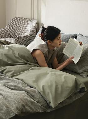 复古绿丨色织提花四件套纯棉全棉2025新款床单被套高级感床上用品