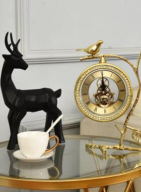 客厅小鸟摆件创意简约台室时58钟电视柜钟桌面饰卧品