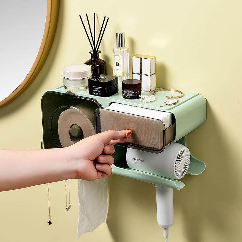 G1F洗脸513巾纳盒壁挂式免打尘防化妆棉置物架孔卫生间收壁挂吹风,淘宝优惠券,粉丝福利购,淘宝优惠卷