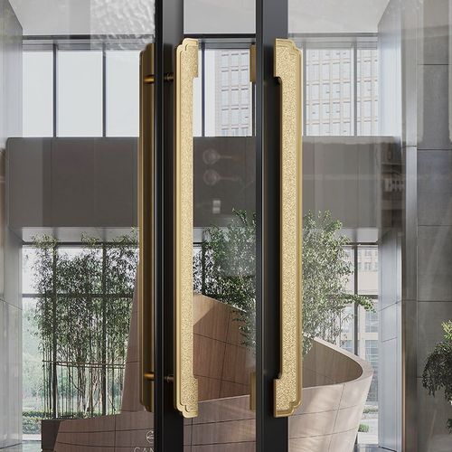 新中式仿古铜实木大门拉手别墅酒店宴会所包厢玻璃推拉门把手对装 - 图1