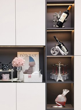 轻奢家居客厅电视柜酒柜红酒杯架餐边柜葡萄酒架醒酒器摆件