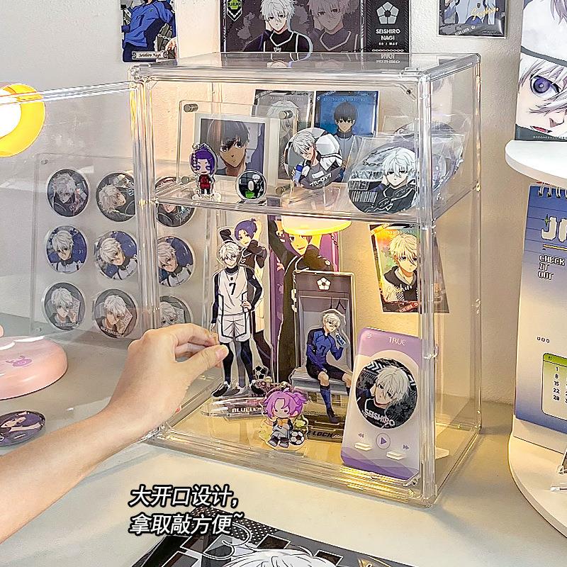 磁吸小食量痛柜吧唧谷子立牌收纳盒透明隔板亚克力多层防尘展示架 - 图0