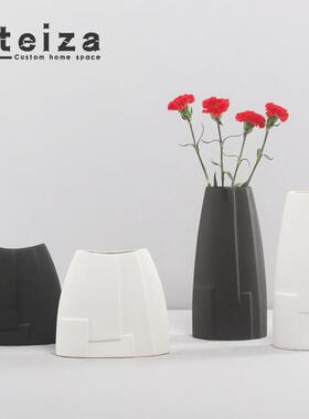 Oteiza新中式几何陶瓷花器样板间售楼处酒店博古架会客厅花瓶摆件