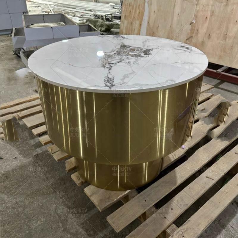 KTV岩石板茶几不锈钢大理石桌子定制酒吧会所包厢专用轻奢卡座桌 - 图0