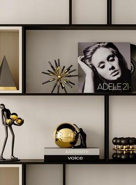 现代轻奢高级感黑金壁龛摆件电视柜样板房办公室书柜小众软装饰品