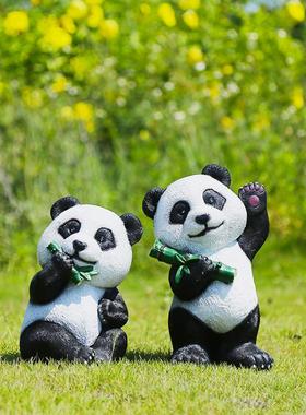 户外创意可爱熊猫雕塑仿真树脂动物花园庭院公园草坪别墅装饰摆件