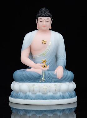 七佛佛像 汉白玉彩绘药师佛 药师七如来佛像家用寺庙佛堂供奉摆件