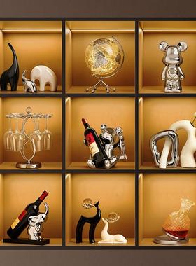 贝汉美客厅酒柜装饰品小摆件新房家里家居高端高级感暴力熊红酒架