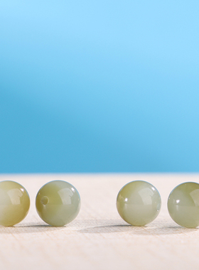 新疆和田玉糖玉且末蓝10mm圆珠