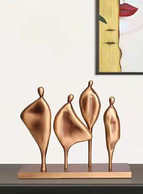 意式极简树脂抽象人物雕塑摆件样板房售楼部客厅电视柜茶几面饰品