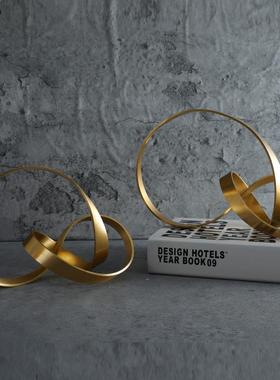 现代简约电镀工艺几何摆件创意客厅柜子布置装饰配饰金属制品