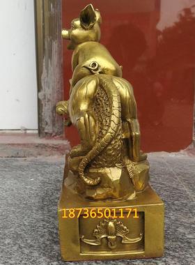 纯铜猪虎知足富甲天下元宝猪虎生肖猪虎家居装饰黄铜器桌面摆件