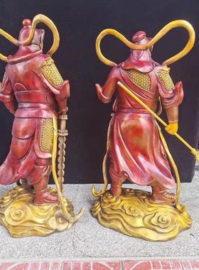 关公韦陀菩萨摆件纯铜伽蓝菩萨家用佛堂供养佛像大号关公韦陀财神