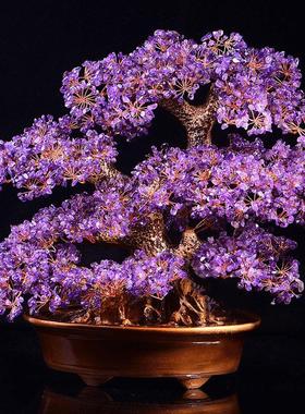 新黄水晶招财摇钱树摆件家居客厅酒柜装饰发财树乔迁店铺开业礼品