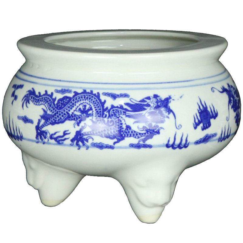 景德镇陶瓷大号青花龙纹三足香炉仿古佛具祭祖瓷器熏香炉烛台佛堂,淘宝优惠券,粉丝福利购,淘宝优惠卷