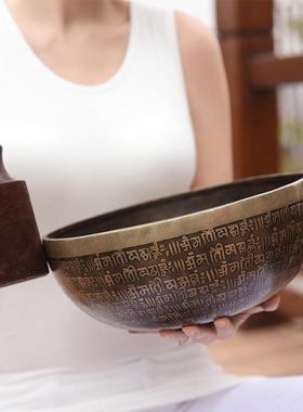 空铜颂钵尼泊尔手工颂钵梵音碗专业复古装饰桌面摆件教程冥想瑜伽