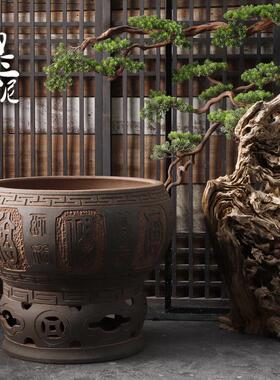 景德镇土陶粗陶古法养鱼陶瓷大缸鱼缸乌龟睡莲缸雕刻水缸金鱼缸