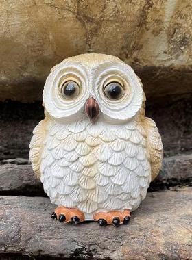 创意树脂工艺品猫头鹰摆件动物太阳能灯户外庭院花园可爱小夜灯