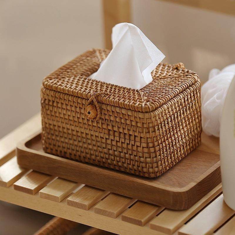 手工藤编纸巾盒家用办公桌客厅卫生间餐巾抽纸车载纸巾盒车用摆件,淘宝优惠券,粉丝福利购,淘宝优惠卷