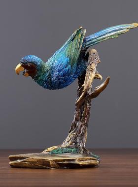 黄铜《英明神武》树上鹦鹉家居礼品摆件玄关电视柜办公桌办公室