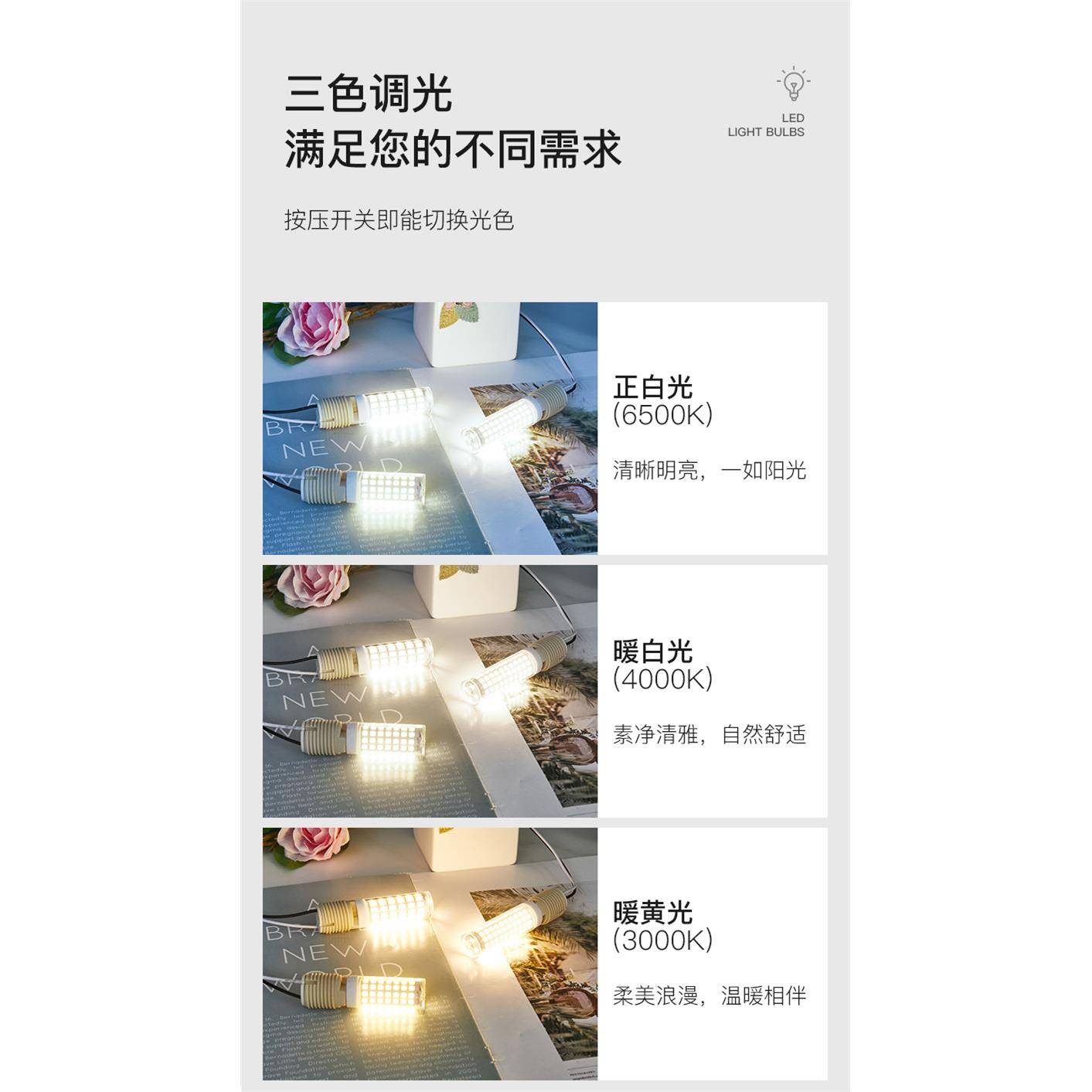 g4led节能灯珠220V超高亮12VG9插泡插脚室内小插泡12W三色变光 - 图2