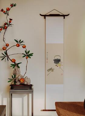 冰青 宋式卷轴画吃茶去茶室空间四联挂轴茶壶玄关新中式侘寂挂画