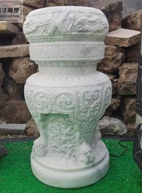 石雕柱墩青石仿古做旧柱基石大理石花岗岩石墩子户外花盆花架柱子