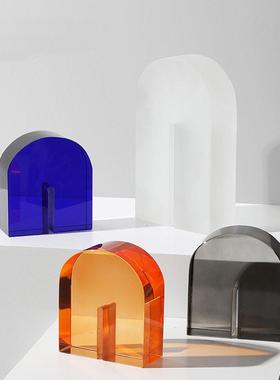 拱门水晶书挡摆件样板间客厅书房桌面书靠摆设售楼部家居软装饰品