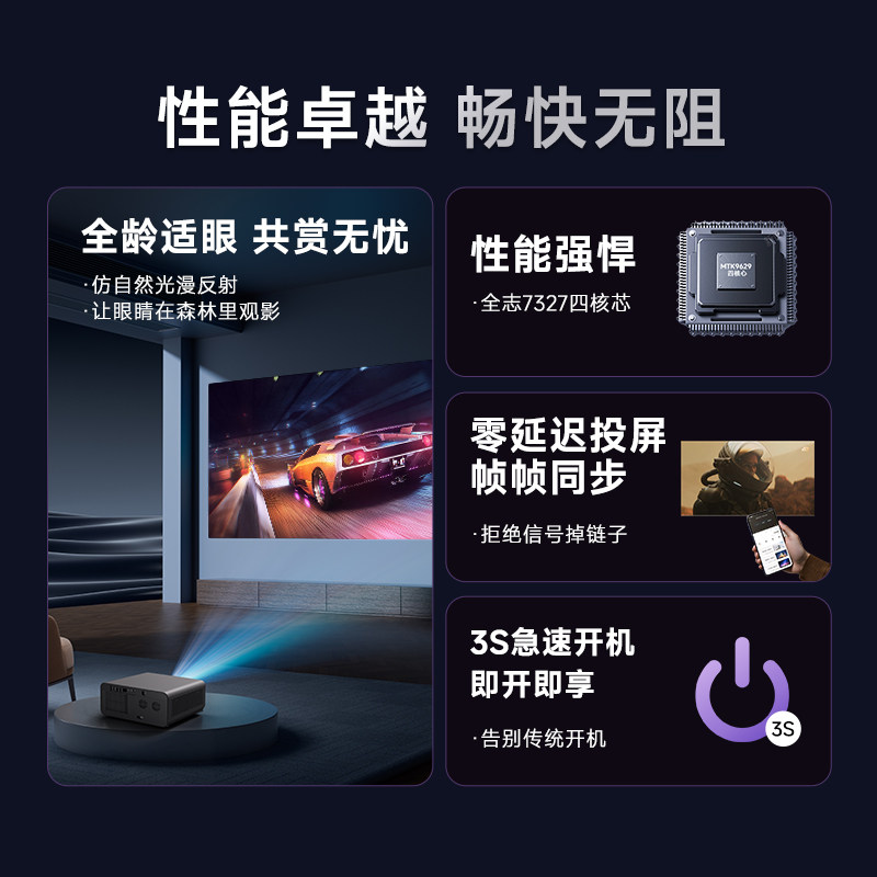 【国家补贴立省15%】腾讯极光D3家用投影仪半导体+水冷散热系统967CVIA高清高亮民宿酒店定制投影机