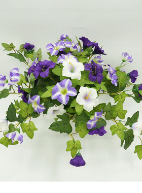 跨境亚马逊仿真牵牛花喇叭花假花垂挂人造绢花画廊客厅软装仿真花