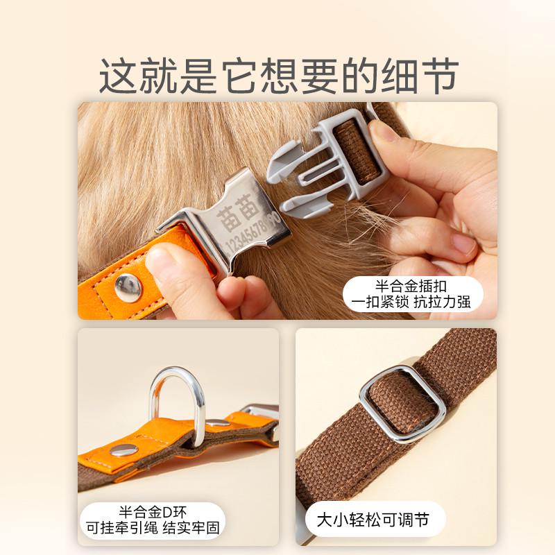 Pet dog collar engraved anti-lost dog tag collar small dog medium and large dog golden retriever teddy collar supplies