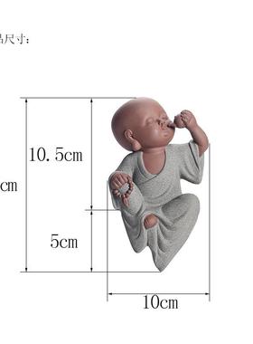 久造新中式紫砂禅意小和尚摆件家居饰品客厅玄关电视柜创意装饰品